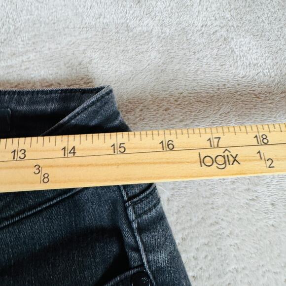 Judy Blue Jeans Women 7/28 Faded Black Denim Mid Rise Destroyed Slim Fit Raw Hem - Picture 10 of 13